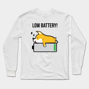 Pembroke Welsh Corgi Sleeping Low Battery Long Sleeve T-Shirt